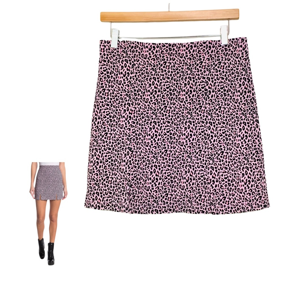 TOPSHOP Skirt Pink Leopard Bengaline Mini Skirt Size 10 Pull On Animal Print